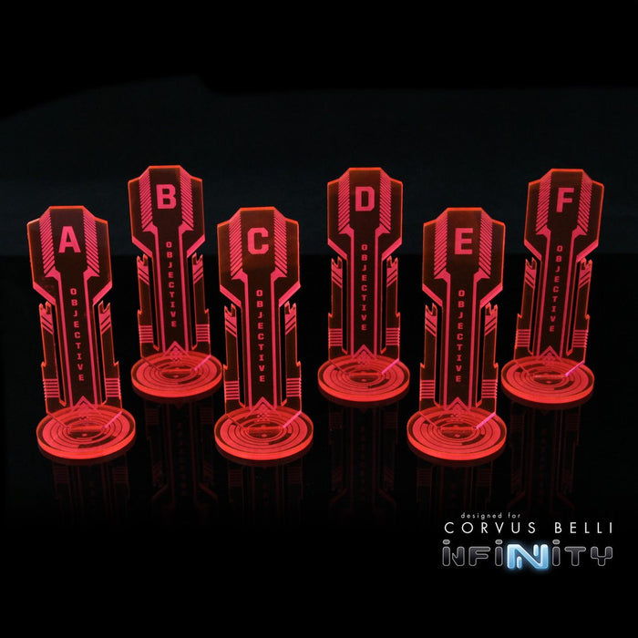 Warsenal - Acrylic Sci Fi Objectives 6 Pack - Fluorescent Red / Alpha