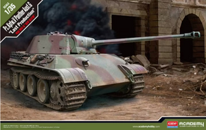 A scale model kit of a German Panther tank from World War II, labelled '1/35 Pz.Kpfw.V Panther Ausf. G' by Academy.