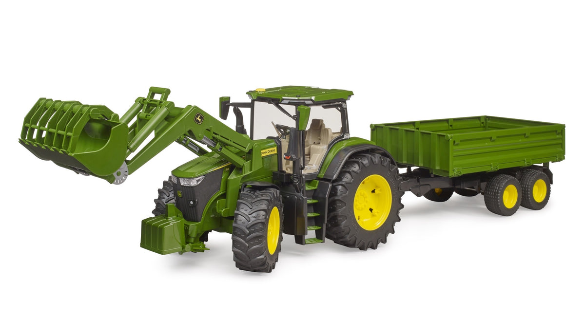 Bruder John Deere 7R 350 with Frontloader & Tandemaxle Tipping Trailer main image 1