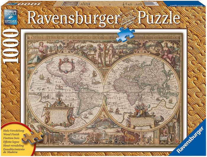 Ravensburger - Antique World Map (1000pcs) Wooden Finish