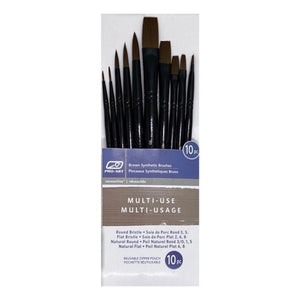 PRO-ART - Multi Use Brush Set 10pc Brown Taklon