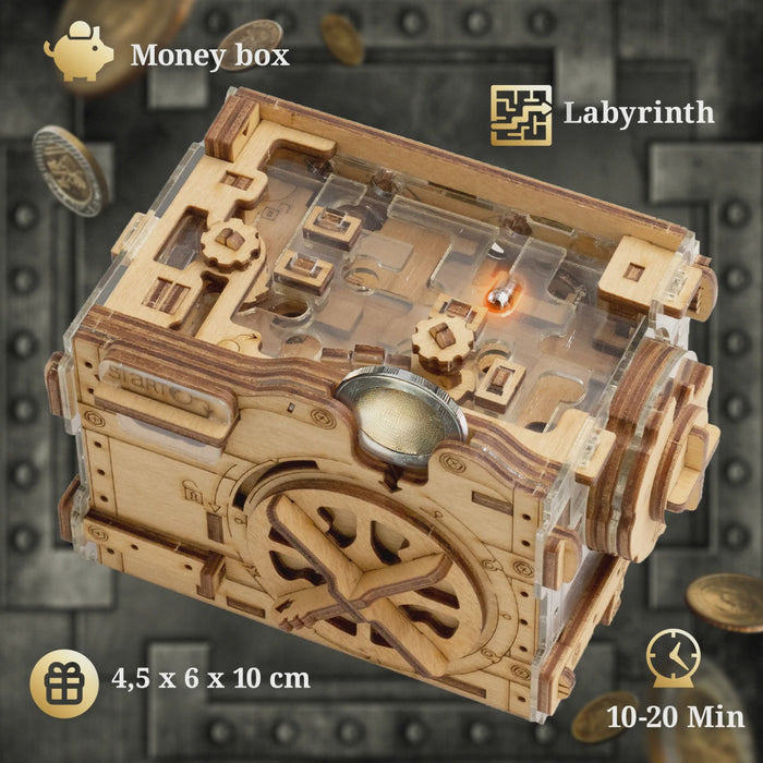 iDventure - Gift Puzzle box - A-maze-ing Safe - Marble Maze Money Box