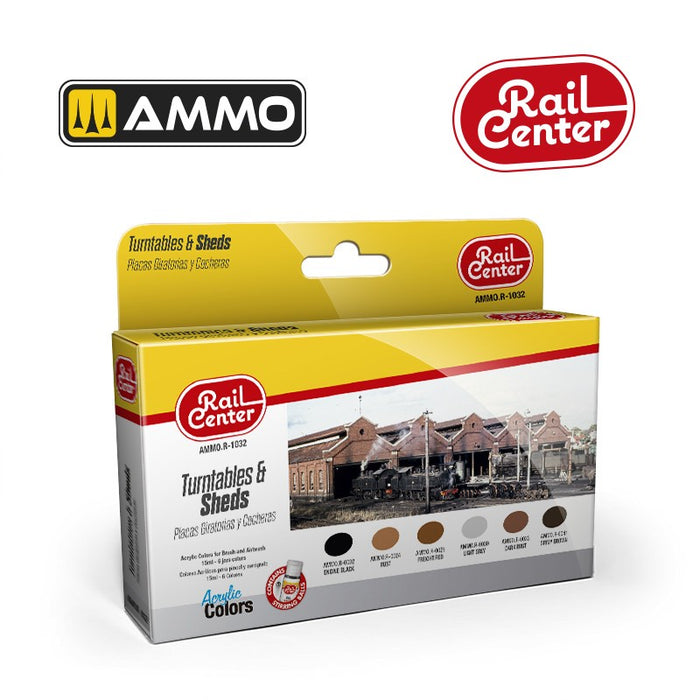 AMMO - R-1032 Rail Center - Turntables & Sheds (Paint Set)