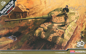 Model tank kit with camouflage pattern on a detailed background, featuring Academy branding.
