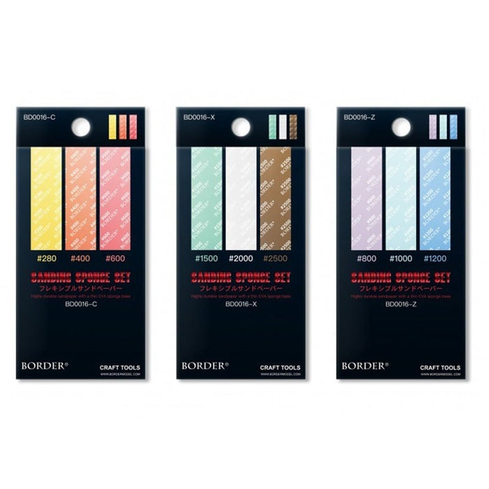 Border Model - Sanding Sponge Set 1500# 2000# 2500#  (3 sizes x 6 items per size)