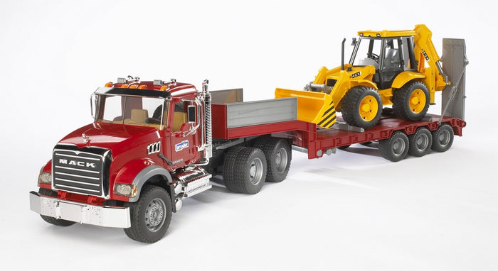 Bruder - MACK Granite Truck w/ Low Loader & JCB