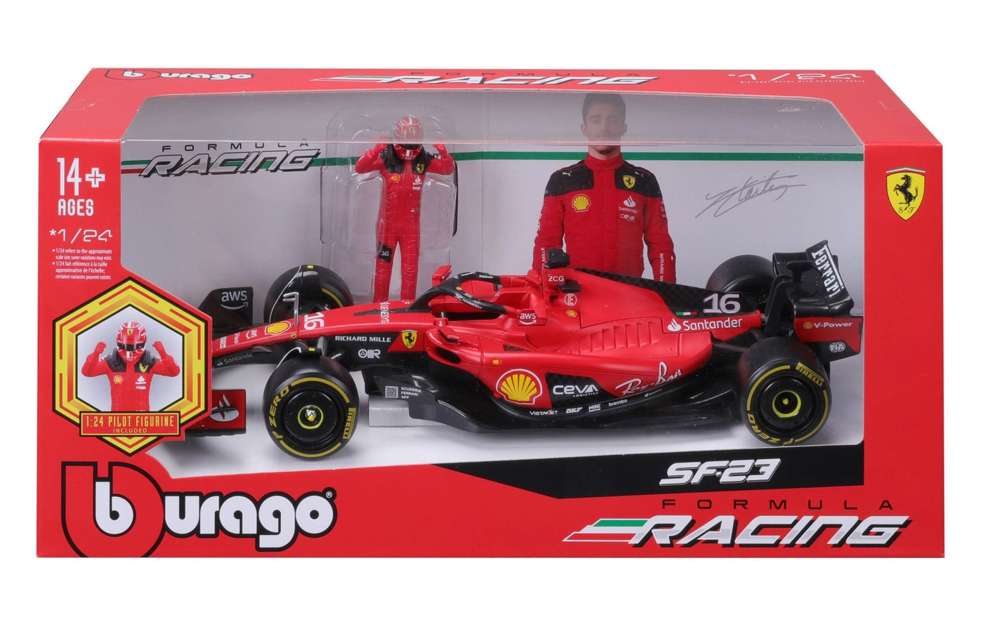 Burago - 1/24 Ferrari F1 SF-23 w/ Driver (#16 C. Leclerc) – Jix Hobbies