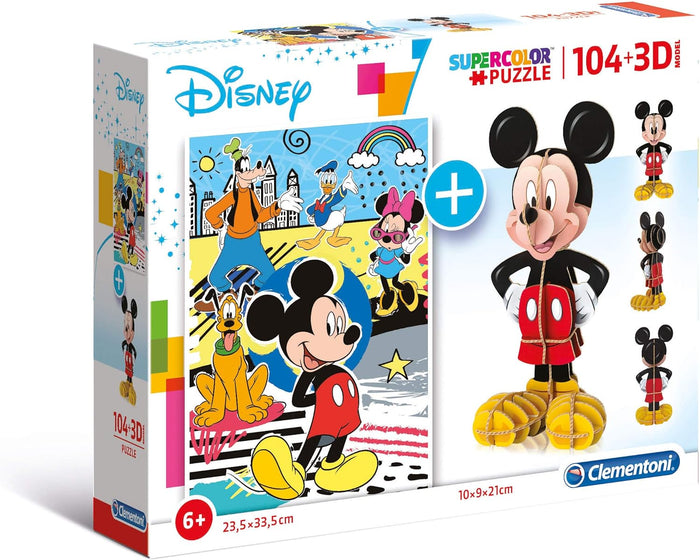Clementoni - Disney Puzzle (104pcs) & Mickey Mouse (3D Puzzle)