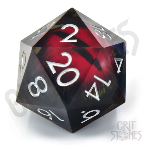 CritStones -  50mm D20 -  Crimson Watcher (Floating Eye)