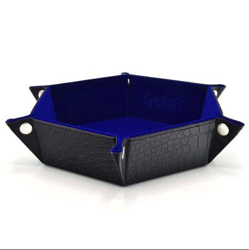 CritStones -  Hexagonal Foldable Dice Tray - Dragon Skin - Blue