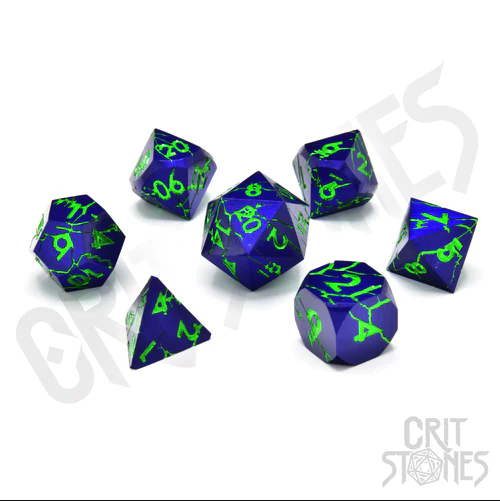 CritStones -  Metal RPG Dice Set - Crazed Enigma