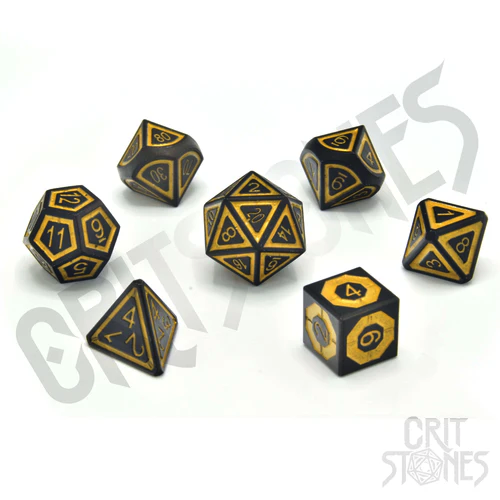 CritStones -  Metal RPG Dice Set - Gilded Nightshade