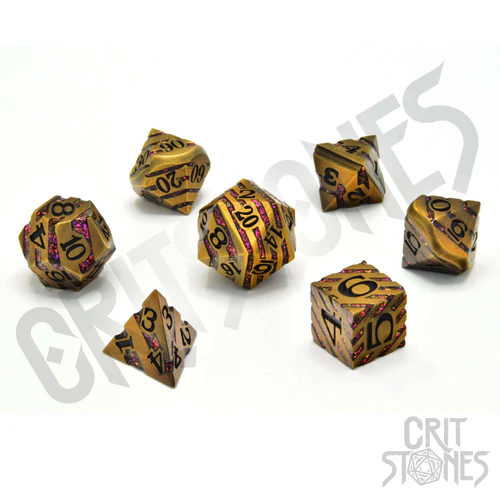 CritStones -  Metal RPG Dice Set - Magus Goldstone