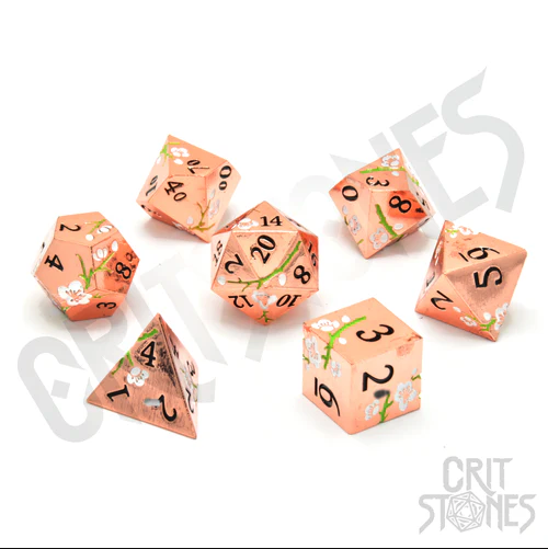 CritStones -  Metal RPG Dice Set - Pink Blossom