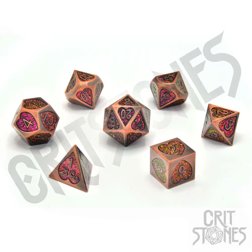 CritStones -  Metal RPG Dice Set - Romance Rune