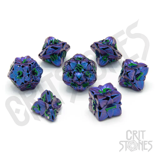 CritStones -  Metal RPG Dice Set - Shadowbloom (Hollow)