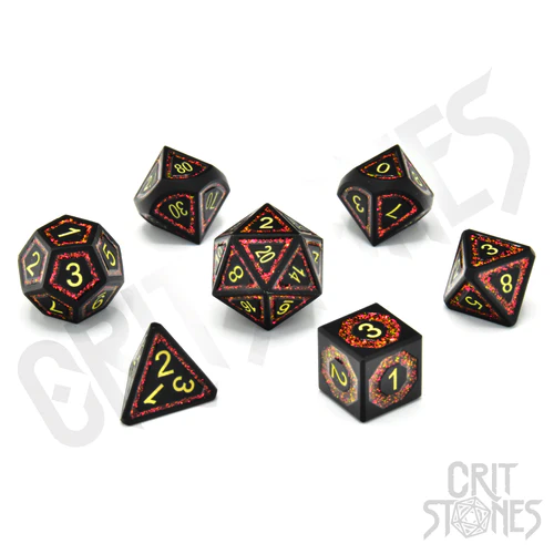 CritStones -  Metal RPG Dice Set - Volcanic Valor