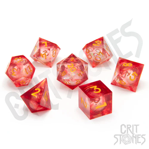 CritStones -  Resin RPG Dice Set - Bloodstone Relics (Liquid Core)
