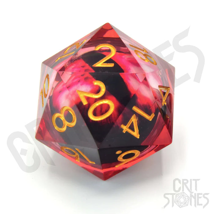 CritStones - 33mm D20 - Blood Iris (Floating Eye)