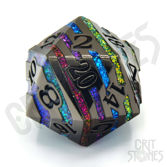 CritStones - 33mm D20 - Rainbow Rift (Metal)
