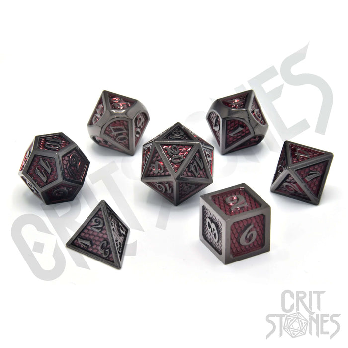 CritStones - Metal RPG Dice Set - Red Wyrmskin