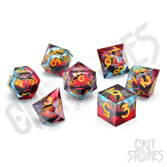 CritStones - Resin RPG Dice Set - Chromatic Dragon's Gaze Floating Eye