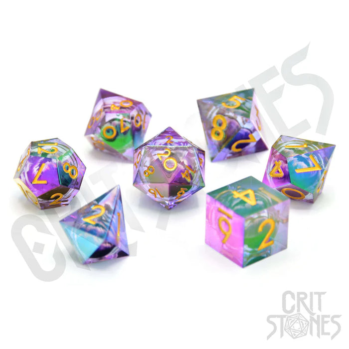 CritStones -  Resin RPG Dice Set - Eldritch Iris Electroplated Floating Eye