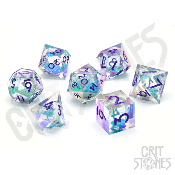 CritStones - Resin RPG Dice Set - Fantasia Fluid Electroplated (Liquid Core)