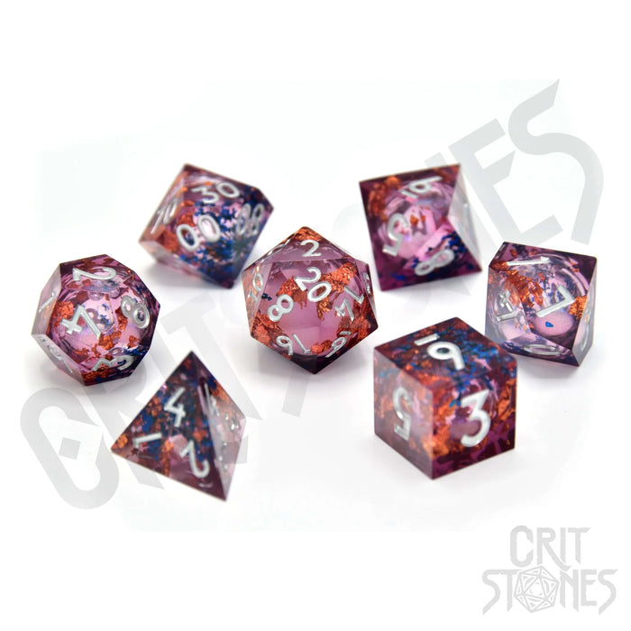 CritStones -  Resin RPG Dice Set - Fey Mist (Liquid Core)
