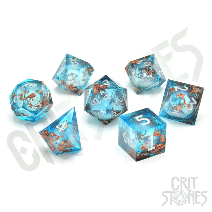 CritStones -  Resin RPG Dice Set - Flux Fortune (Liquid Core)