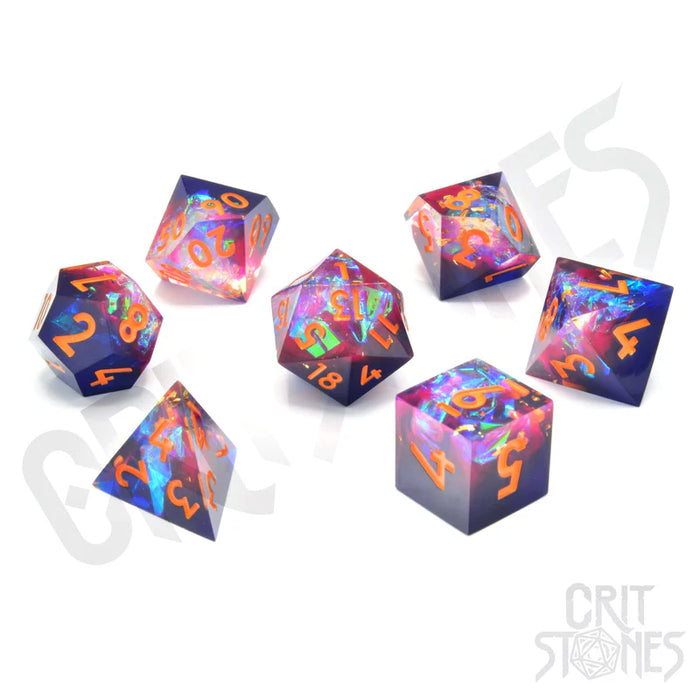 CritStones -  Resin RPG Dice Set - Galactic Ember (Sharp Edge)