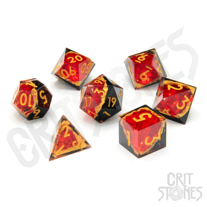 CritStones -  Resin RPG Dice Set - Gemcutter's Ruby Geode