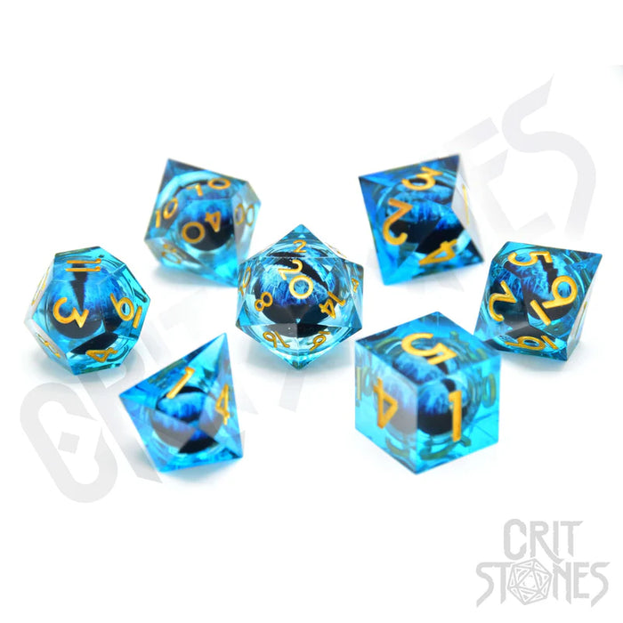 CritStones -  Resin RPG Dice Set - Ice Dragon's Gaze Floating Eye