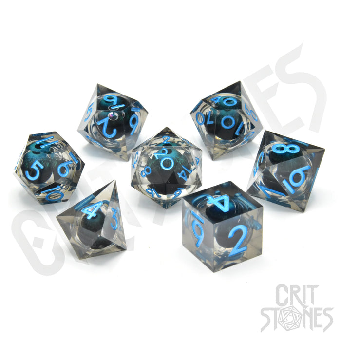 CritStones -  Resin RPG Dice Set - Ice Giant's Gaze Floating Eye