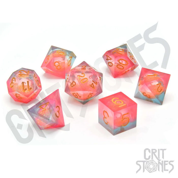 CritStones -  Resin RPG Dice Set - Lava Essence (Liquid Core)