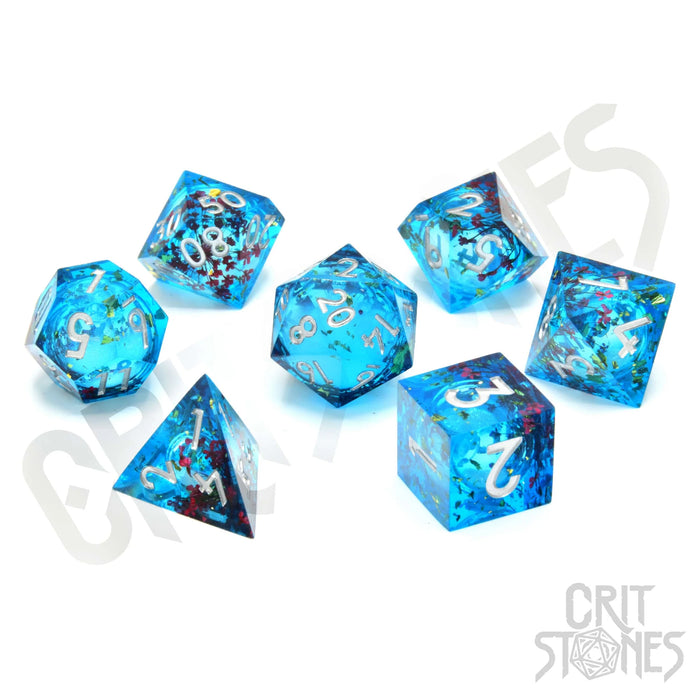 CritStones -  Resin RPG Dice Set - Mermaid's Maelstrom (Liquid Core)