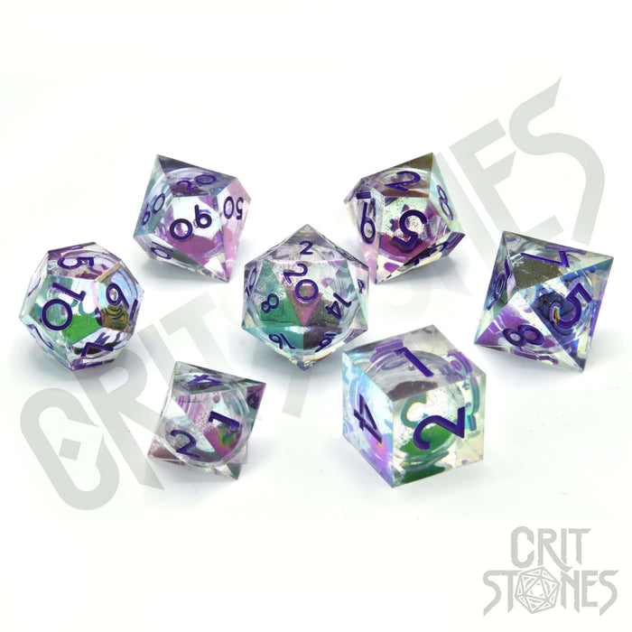 CritStones -  Resin RPG Dice Set - Nightshade Nectar Electroplated (Liquid Core)