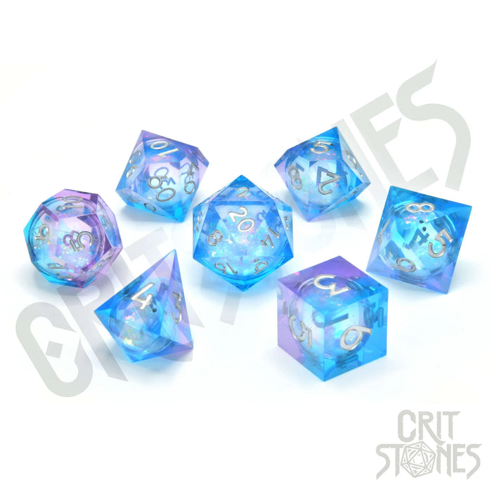 CritStones -  Resin RPG Dice Set - Pink Ice (Liquid Core)
