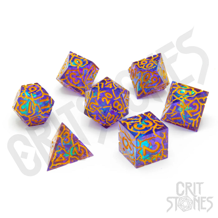 CritStones -  Resin RPG Dice Set - Radiant Rune (Sharp Edge)