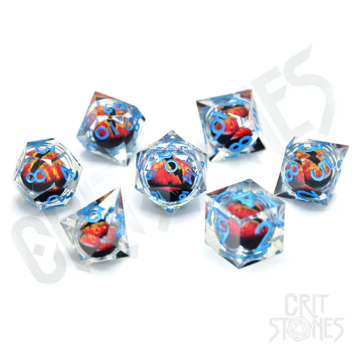 CritStones - Resin RPG Dice Set - Raging Dragon's Gaze Floating Eye