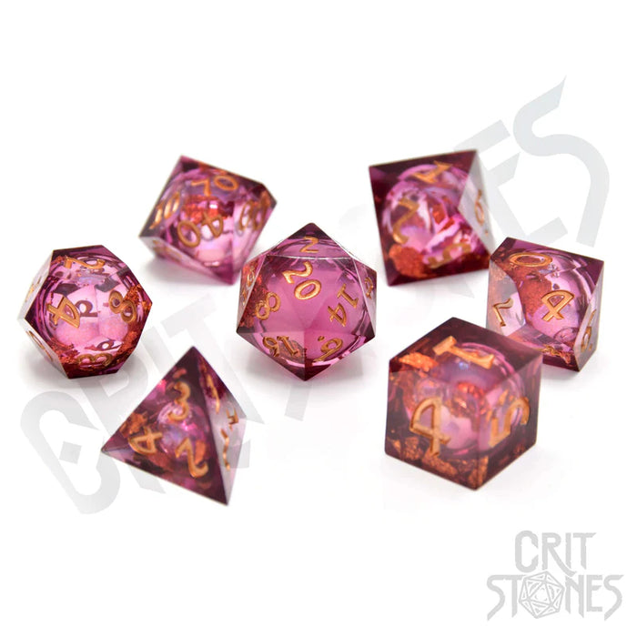 CritStones - Resin RPG Dice Set - Royal Nebula (Liquid Core)