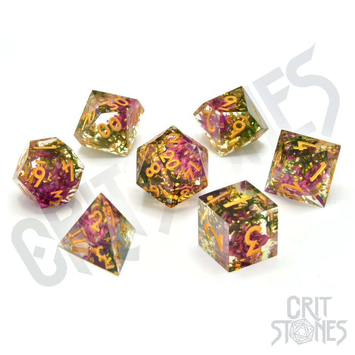 CritStones -  Resin RPG Dice Set - Sunlit Garden (Sharp Edge)