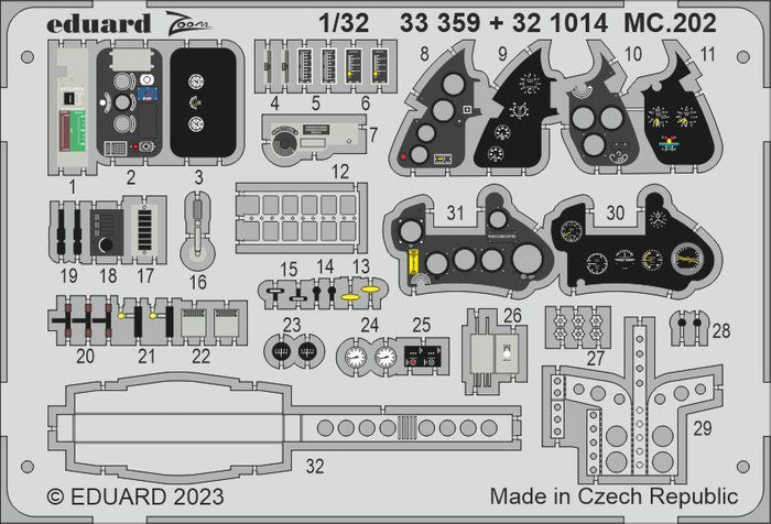 Eduard - 1/32 MC.202 (Color photo-etched) (for Italeri) 321014