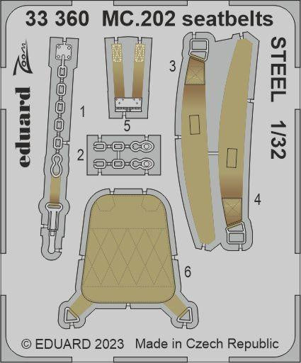 Eduard - 1/32 MC.202 Seatbelts STEEL (Color photo-etched) (for Italeri) 33360