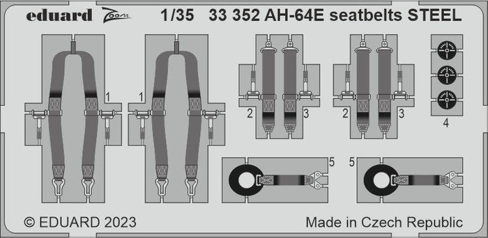 Eduard - 1/35 AH-64E Seatbelts STEEL (Color photo-etched) (for TAKOM) 33352