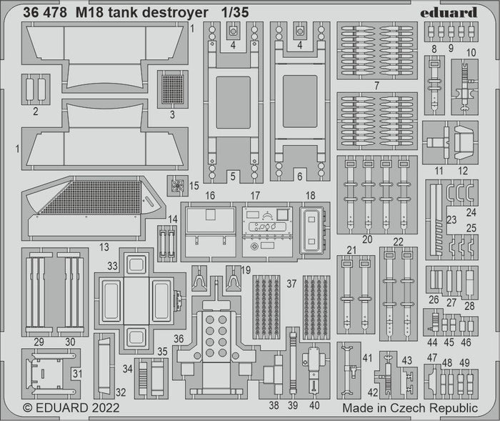 Eduard - 1/35 M18 Tank Destroyer (Photo-etched) (for Tamiya) 36478