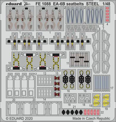 Eduard - 1/48 EA-6B Seatbelts STEEL (Color photo-etched) (for Kinetic) FE1088