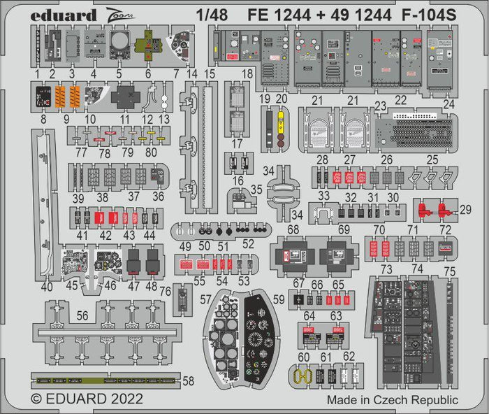 Eduard - 1/48 F-104S (Photo-etched) (for Kinetic) 491244