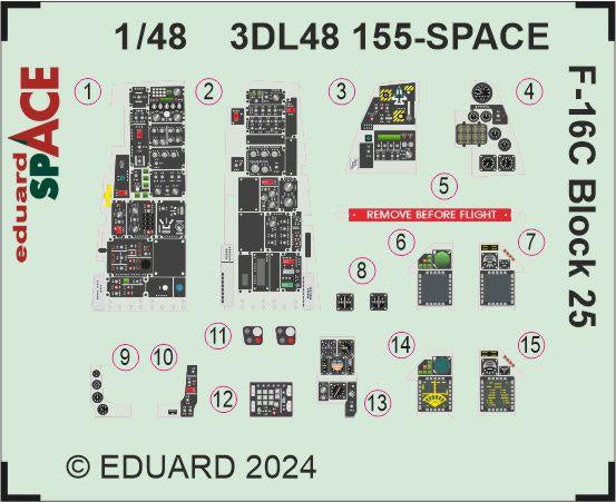 Eduard - 1/48 F-16C Block 25 SPACE set (for Tamiya) 3DL48155