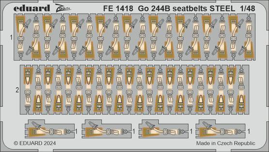 Eduard - 1/48 Go 244B Seatbelts STEEL (Color photo-etched) (for ICM) FE1418